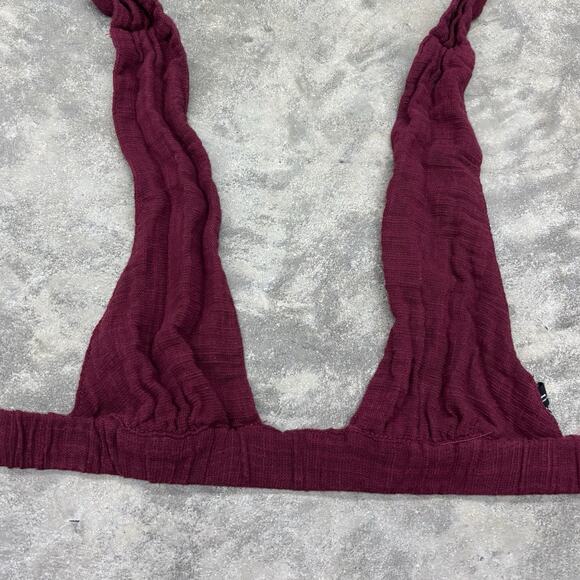 Urban Outfitters Out From Under Strap Wrap Top Burgundy Cotton Blend Adjustable - Picture 6 of 9
